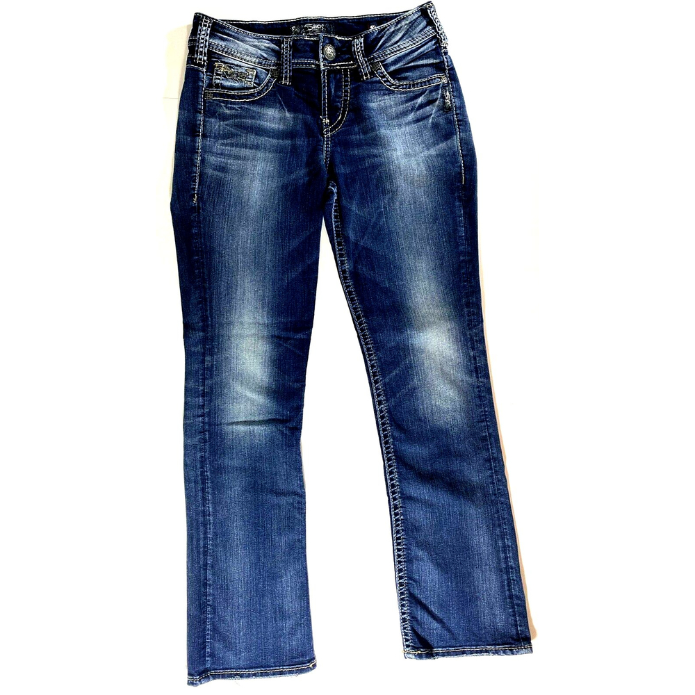 Womens Silver Suki  Mid Rise Slim Boot Jeans Size 27/31   (Waist 28-Inseam 28.5)